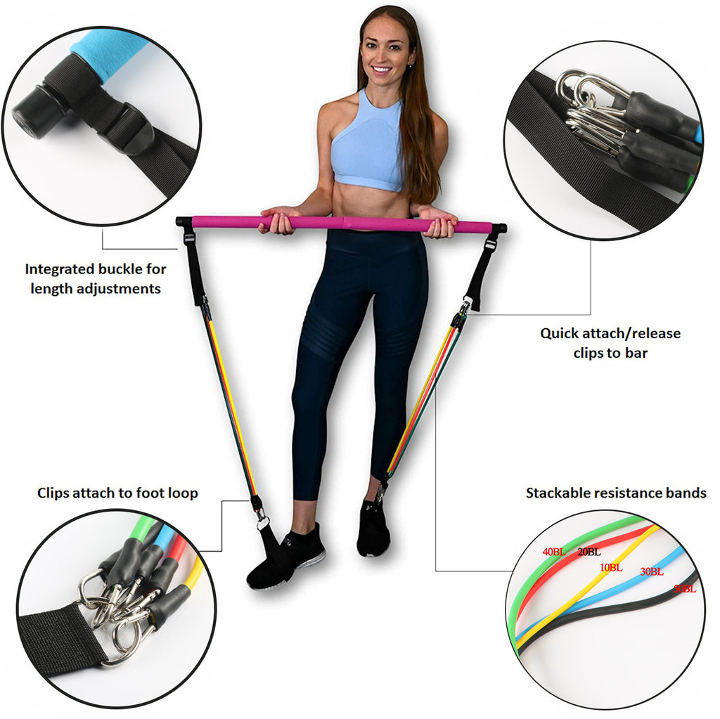 Fitness Yoga Pilates Bar Portable 